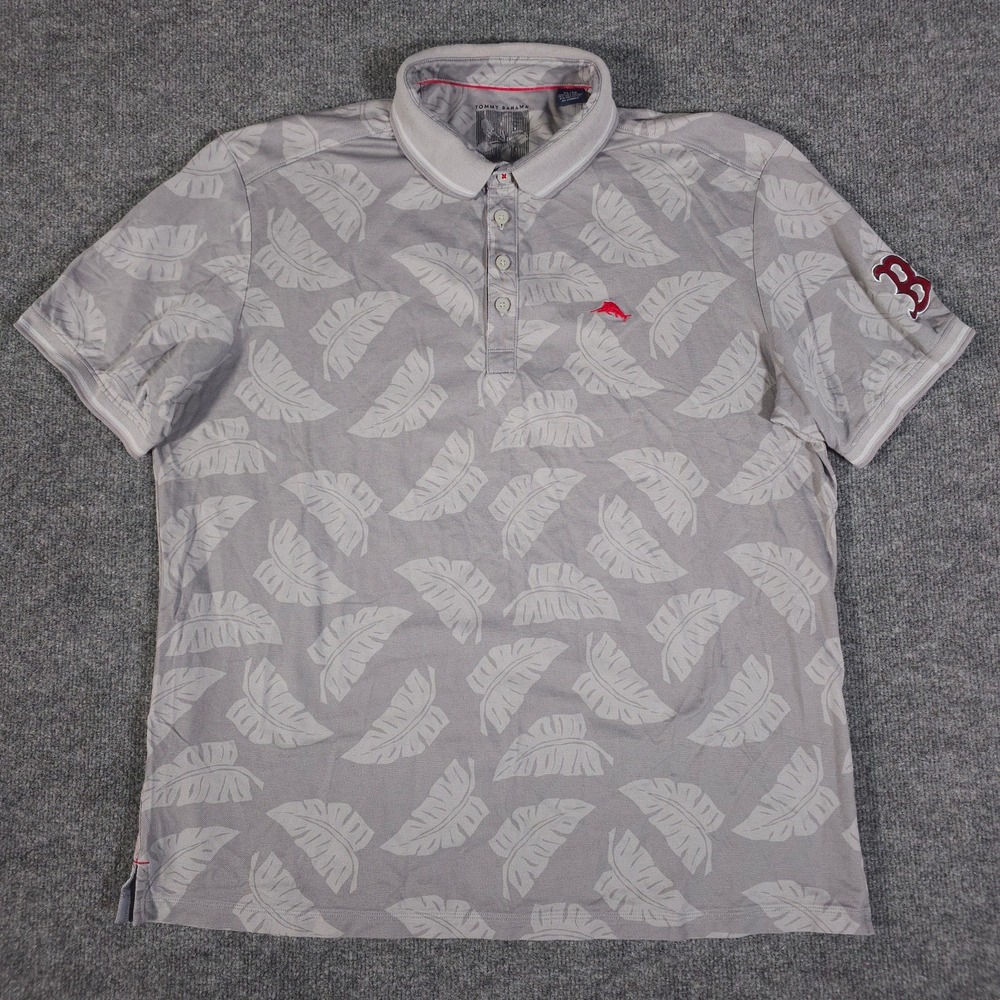 Tommy Bahama Baseball Boston Red Sox MLB SS Polo Shirt Mens XL Palms Casual